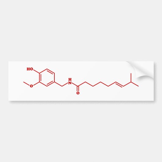 Chili Capsaicine Molecular Chemical Formule Bumpersticker (Voorkant)