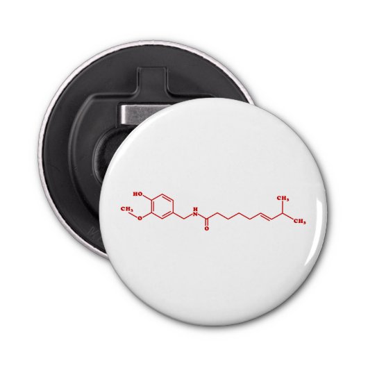 Chili Capsaicine Molecular Chemical Formule Button Flesopener (Voorkant)