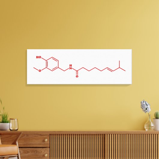 Chili Capsaicine Molecular Chemical Formule Canvas Afdruk (Insitu (Woonkamer))