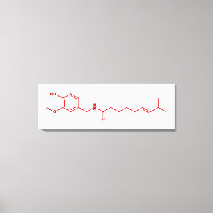 Chili Capsaicine Molecular Chemical Formule Canvas Afdruk