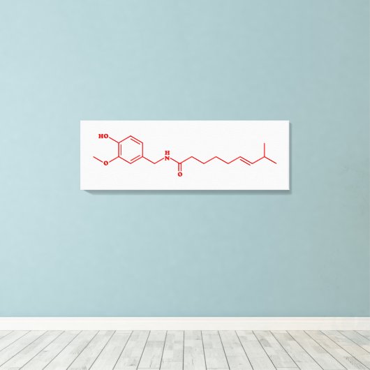 Chili Capsaicine Molecular Chemical Formule Canvas Afdruk (Insitu (Houten vloer))