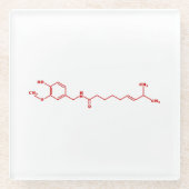 Chili Capsaicine Molecular Chemical Formule Glazen Onderzetter (Voorkant)