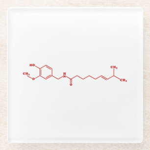 Chili Capsaicine Molecular Chemical Formule Glazen Onderzetter