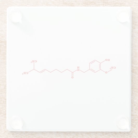 Chili Capsaicine Molecular Chemical Formule Glazen Onderzetter (Achterkant)