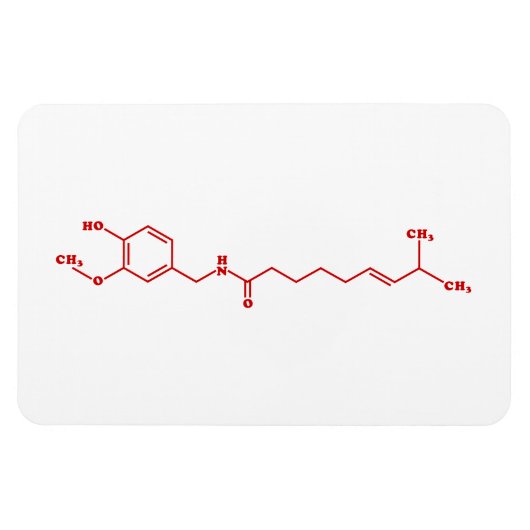 Chili Capsaicine Molecular Chemical Formule Magneet (Horizontaal)