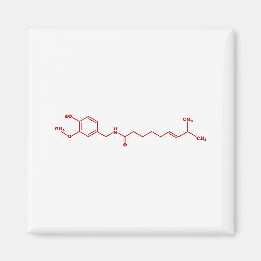 Chili Capsaicine Molecular Chemical Formule Magneet (Voorkant)