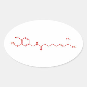 Chili Capsaicine Molecular Chemical Formule Ovale Sticker