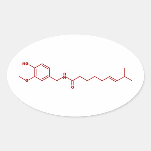 Chili Capsaicine Molecular Chemical Formule Ovale Sticker (Voorkant)