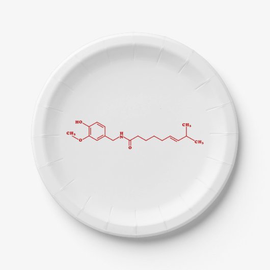 Chili Capsaicine Molecular Chemical Formule Papieren Bordje (Voorkant)