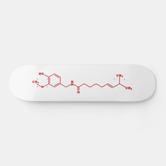 Chili Capsaicine Molecular Chemical Formule Persoonlijk Skateboard (Horizontaal)