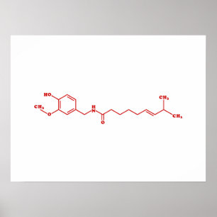 Chili Capsaicine Molecular Chemical Formule Poster