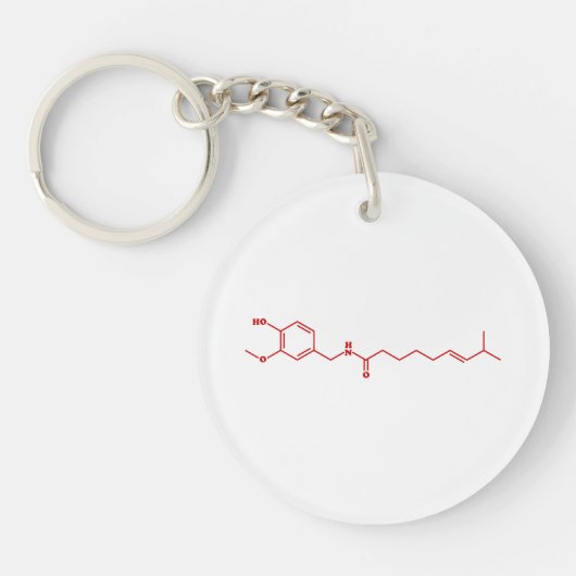 Chili Capsaicine Molecular Chemical Formule Sleutelhanger (Voorkant)