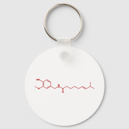 Chili Capsaicine Molecular Chemical Formule Sleutelhanger (Voorkant)