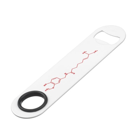 Chili Capsaicine Molecular Chemical Formule Speed Flessenopener (Voorkant Gekanteld)