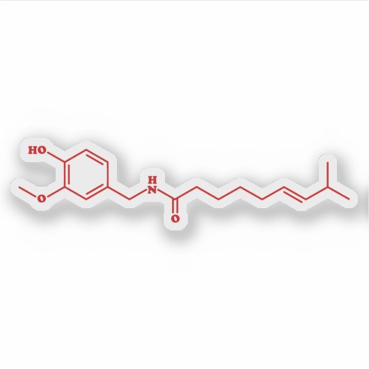 Chili Capsaicine Molecular Chemical Formule Sticker (Voorkant)