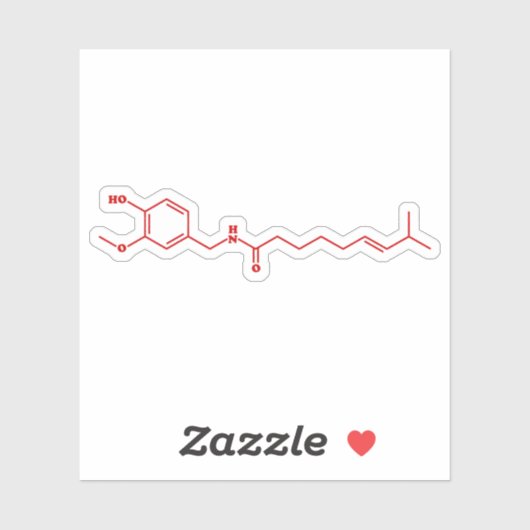 Chili Capsaicine Molecular Chemical Formule Sticker (Vel)