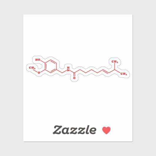 Chili Capsaicine Molecular Chemical Formule Sticker (Vel)