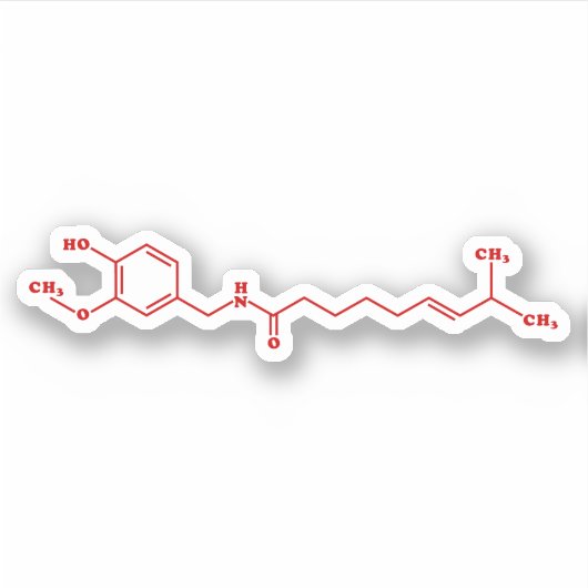 Chili Capsaicine Molecular Chemical Formule Sticker (Voorkant)