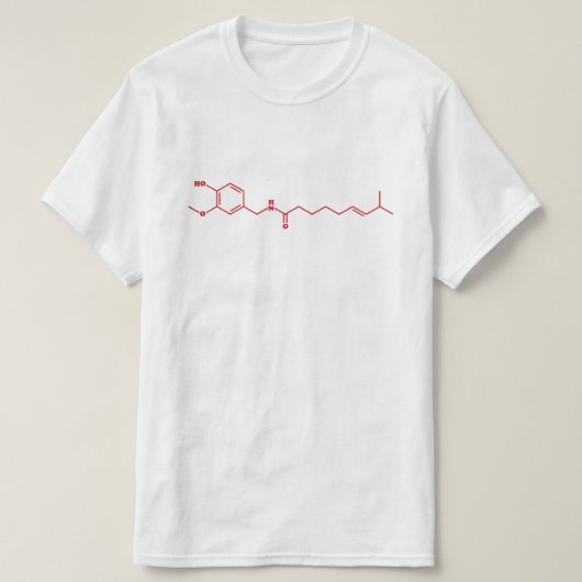 Chili Capsaicine Molecular Chemical Formule T-shirt (Design voorkant)