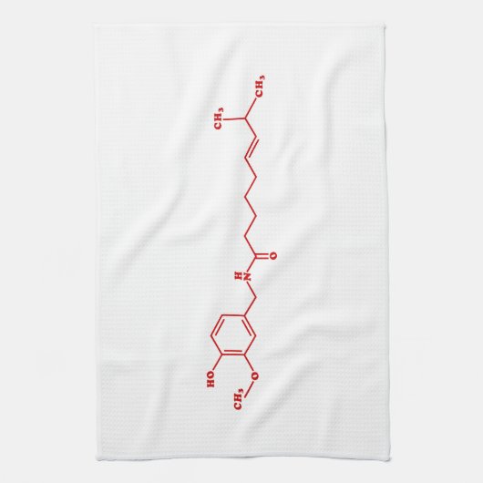 Chili Capsaicine Molecular Chemical Formule Theedoek (Verticaal)