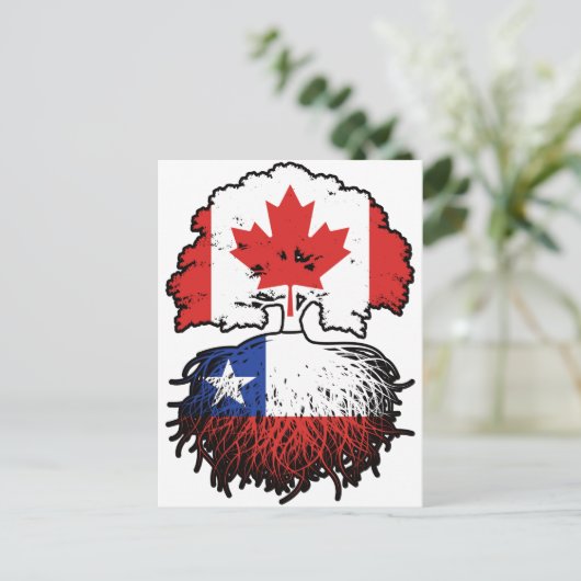 Chili Chileense Canadese vlag over boomstammen Briefkaart (Staand voorkant)
