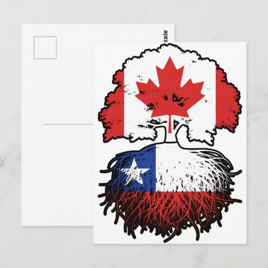 Chili Chileense Canadese vlag over boomstammen Briefkaart (Voorkant / Achterkant)