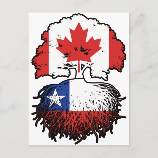 Chili Chileense Canadese vlag over boomstammen Briefkaart (Voorkant)