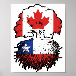 Chili Chileense Canadese vlag over boomstammen Poster