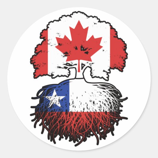 Chili Chileense Canadese vlag over boomstammen Ronde Sticker (Voorkant)