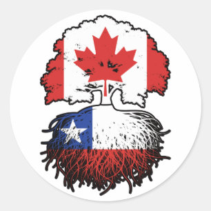 Chili Chileense Canadese vlag over boomstammen Ronde Sticker