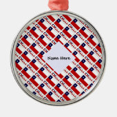 Chili Chileense vlag betegelde zwarte personalisat Metalen Ornament (Voorkant)