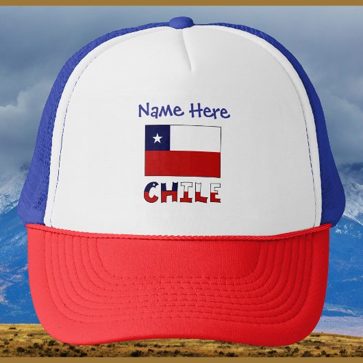 Chili Chileense Vlag Blauw Gepersonaliseerd  Trucker Pet