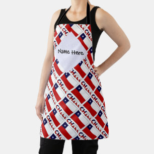 Chili Chileense Vlag Gecodeerd Gepersonaliseerd  Schort