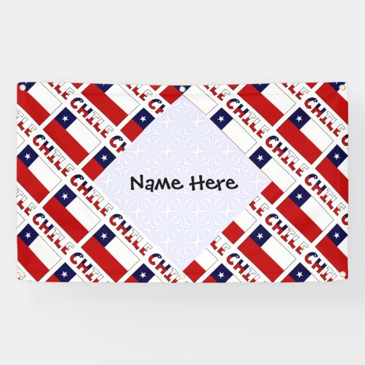 Chili Chileense Vlag Gepersonaliseerde Naam  Spandoek (Horizontaal)