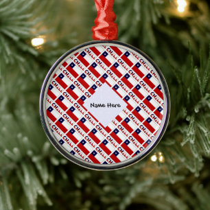 Chili Chileense Vlag Getegeld Zwart Personalisatie Metalen Ornament