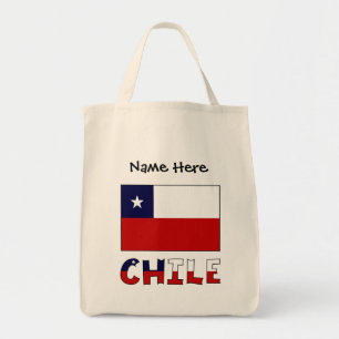 Chili Chileense Vlag Zwart Personalisatie Tote Bag