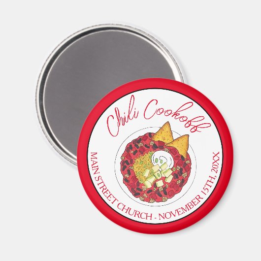 Chili Chili Soup Cookoff Mededinging Super Food Magneet (Voorkant / Achterkant)