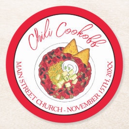Chili Chili Soup Cookoff Mededinging Super Food Ronde Kartonnen Onderzetter