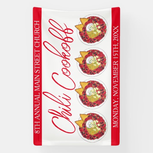 Chili Chili Soup Cookoff Mededinging Super Food Spandoek (Verticaal)