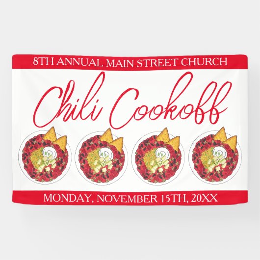 Chili Chili Soup Cookoff Mededinging Super Food Spandoek (Horizontaal)