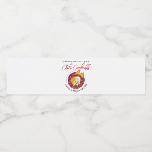 Chili Chili Soup Cookoff Mededinging Super Food Waterfles Etiket (Enkel label)