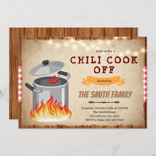 Chili cook of Invitation Kaart (Voorkant / Achterkant)