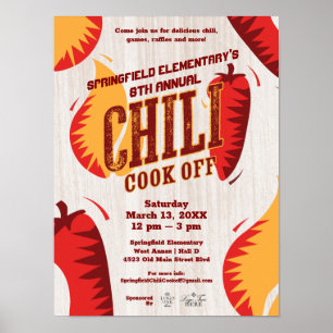 Chili Cook off   BBQ Cookout-wedstrijd Poster