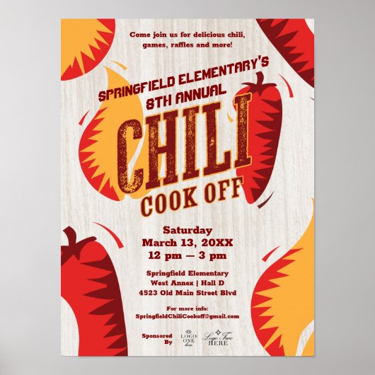 Chili Cook off | BBQ Cookout-wedstrijd Poster (Voorkant)