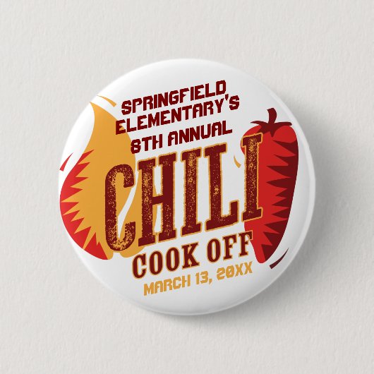 Chili Cook off | BBQ Cookout-wedstrijd Ronde Button 5,7 Cm (Voorkant)