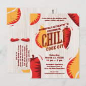 Chili Cook Off | BBQ Cookout Wedstrijd Uitnodiging (Voorkant / Achterkant)