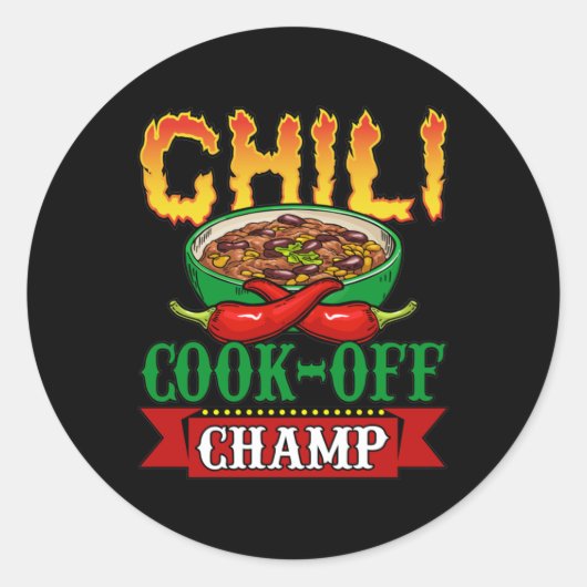Chili Cook Off Champ Competition Winner Ronde Sticker (Voorkant)