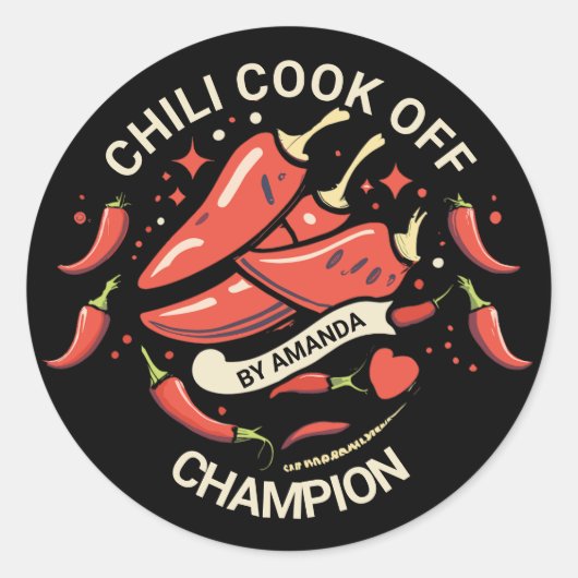 Chili Cook Off Champion Ronde Sticker (Voorkant)