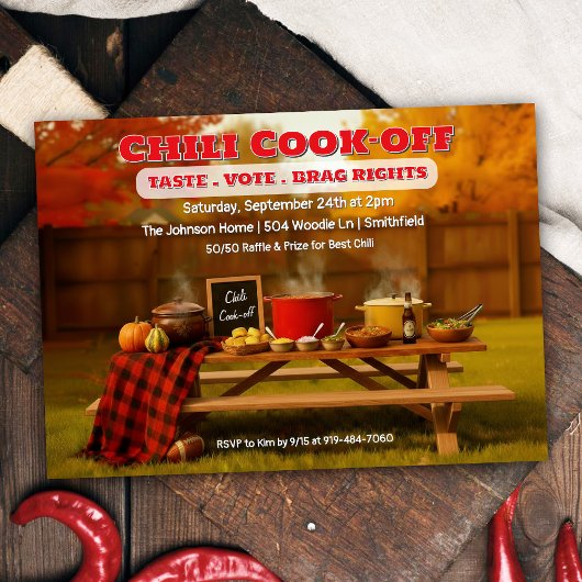 Chili Cook-off Cook Off Cookoff Invitation Kaart