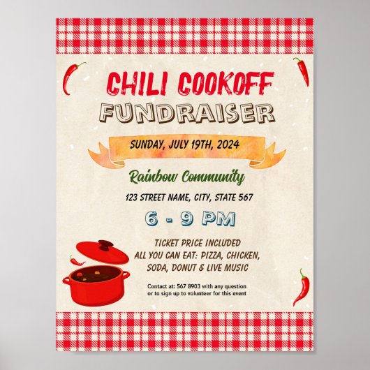 Chili Cook Off Fundraiser sjabloon Poster (Voorkant)